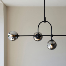 Merano Trieste Smoked Mirror Glass Matt Black Bar Pendant Ceiling Light - Size: 44.5 x 0.1 x 93.5cm - Wilko - thumbnail 5