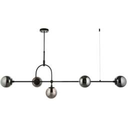 Merano Trieste Smoked Mirror Glass Matt Black Bar Pendant Ceiling Light - Size: 44.5 x 0.1 x 93.5cm - Wilko