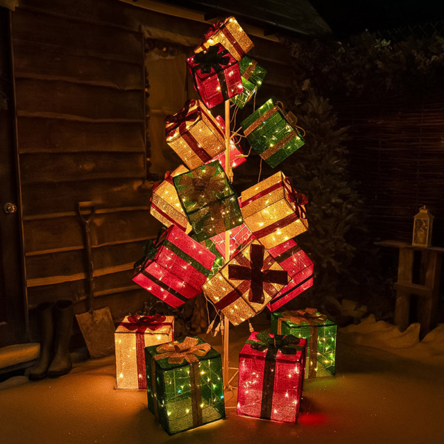 The Christmas Centre 544 White LED Pre-Lit Multicolour Light-Up Present Stack 6.2ft - Size: 192 x 92 x 92cm - Wilko - image 1