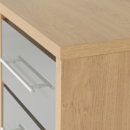 Seconique Seville 5 Drawer Grey Gloss Light Oak Effect Veneer Narrow Chest of Drawers - Wilko - thumbnail 6