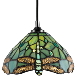 Happy Homewares Emerald Stained Glass Dragonfly Tiffany Pendant Lighting Shade - Size: 14 x 20 x 20cm - Green - Wilko - thumbnail 4