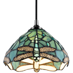 Happy Homewares Emerald Stained Glass Dragonfly Tiffany Pendant Lighting Shade - Size: 14 x 20 x 20cm - Green - Wilko - thumbnail 6