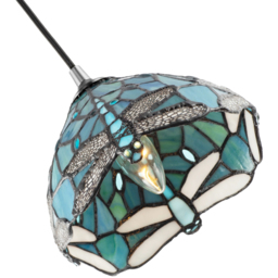 Happy Homewares Emerald Stained Glass Dragonfly Tiffany Pendant Lighting Shade - Size: 14 x 20 x 20cm - Green - Wilko - thumbnail 5