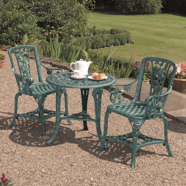 Garden Gear 2 Seater Verdigris Rose Bistro Set - Green - Wilko - image 1