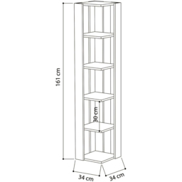 Decortie Nati 5 Shelf Anthracite Modern Corner Tall Bookcase - Black - Wilko - thumbnail 5