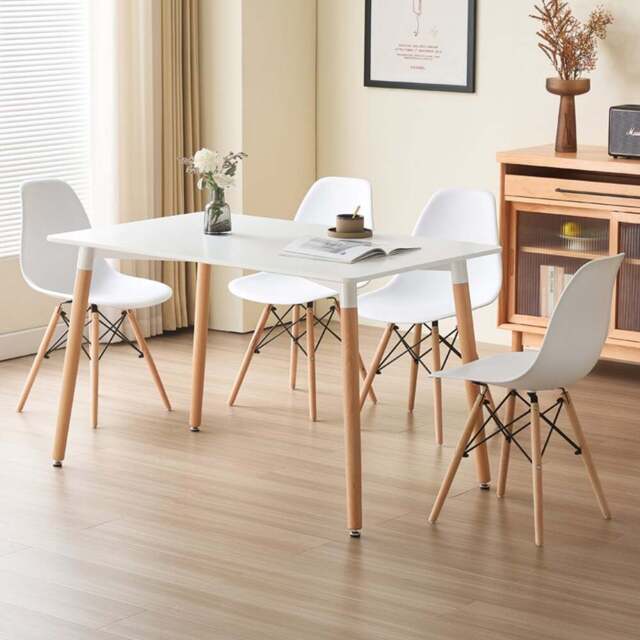 Comfy Living 4 Seater Metal Detailing Dining Set White - Wilko - image 1