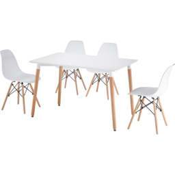 Comfy Living 4 Seater Metal Detailing Dining Set White - Wilko - thumbnail 3