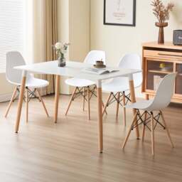 Comfy Living 4 Seater Metal Detailing Dining Set White - Wilko