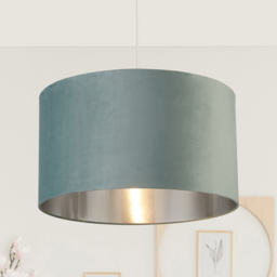 Lighting Collection Sage Green Silver Inner Velvet Drum Shade 50cm - Size: 28 x 50 x 50cm - Wilko - thumbnail 3