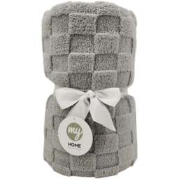 Checkerboard Sherpa Throw - Grey - Wilko