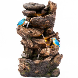 Garden Gear Cascading Tree Trunk with Kingfisher Water Feature - Size: 63 x 31 x 38cm - Brown - Wilko - thumbnail 1