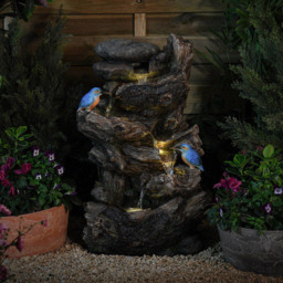 Garden Gear Cascading Tree Trunk with Kingfisher Water Feature - Size: 63 x 31 x 38cm - Brown - Wilko - thumbnail 5