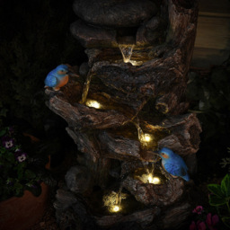 Garden Gear Cascading Tree Trunk with Kingfisher Water Feature - Size: 63 x 31 x 38cm - Brown - Wilko - thumbnail 4