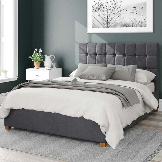 Aspire Sinatra Small Double Steel Plush Velvet Ottoman Bed - Silver - Aspire Beds - Wilko - image 1