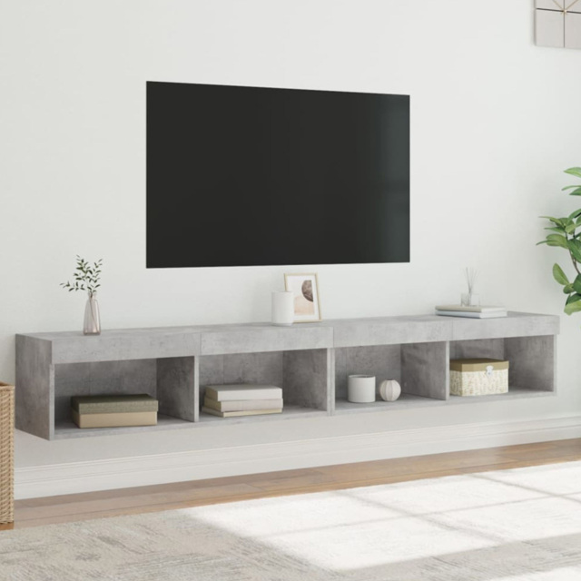 vidaXL 2 Shelf Concrete Grey TV Cabinet Set of 2 - Size: 30 x 100 x 30cm - Wilko - image 1