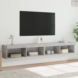 vidaXL 2 Shelf Concrete Grey TV Cabinet Set of 2 - Size: 30 x 100 x 30cm - Wilko - thumbnail 1