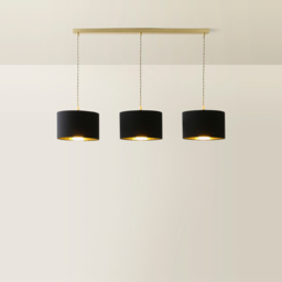 ValueLights Reni Black and Gold Drum Shade 3 Drop Bar Gold Diner LED Ceiling Lights - Size: 123.5 x 98 x 25cm - Wilko - thumbnail 6