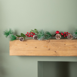 Samuel Alexander Berry Garland with Pinecones and Silver Glitter Tips 150cm - Size: 15 x 150 x 15cm - Green / Red - Wilko - thumbnail 6