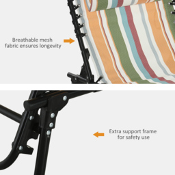 Outsunny Multicoloured Reclining Foldable Sun Lounger - Size: 1 Seater - Wilko - thumbnail 7