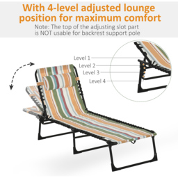 Outsunny Multicoloured Reclining Foldable Sun Lounger - Size: 1 Seater - Wilko - thumbnail 5