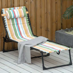Outsunny Multicoloured Reclining Foldable Sun Lounger - Size: 1 Seater - Wilko - thumbnail 1