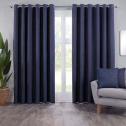 Crofton Navy Eyelet Curtain 229 x 229cm - Divante - Wilko - thumbnail 3