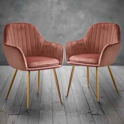 Lara Set of 2 Vintage Pink Dining Chair - LPD Home - Wilko