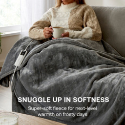 Dimplex Super Cosy Grey Fleece Heated Throw 130 x 180cm - Size: 1800 x 1300 x 2cm - Wilko - thumbnail 4