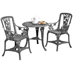 Garden Gear 2 Seater Pewter Rose Bistro Set - Grey - Wilko - thumbnail 3