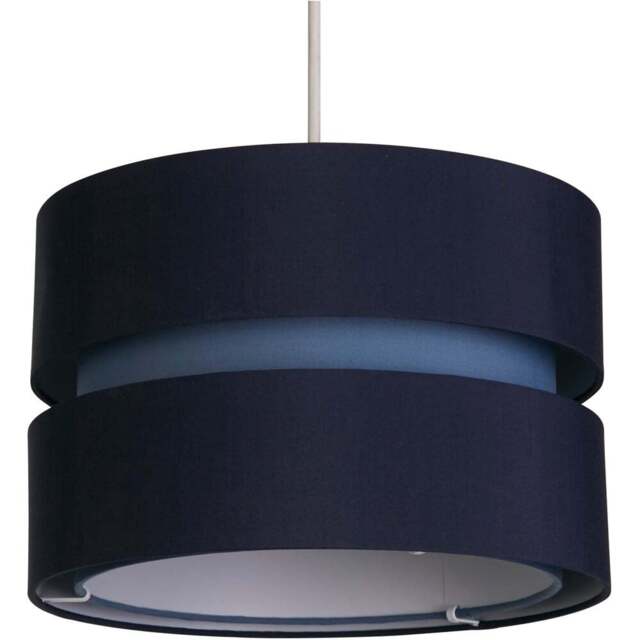 Lighting Collection Brea 2 Tier Navy Cotton Ceiling Shade - Size: 20 x 30 x 30cm - Blue - Wilko - image 1
