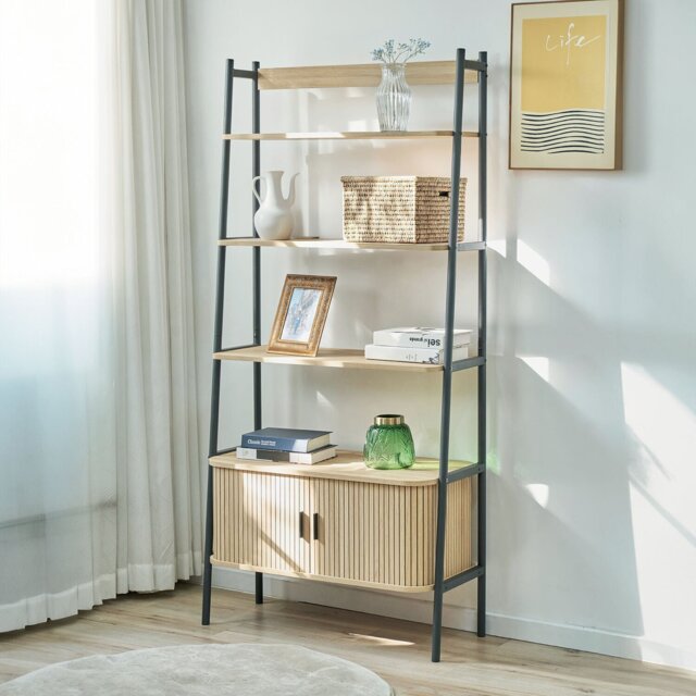 Kali Storage Shelf Unit - Oak and Black - Wilko - image 1