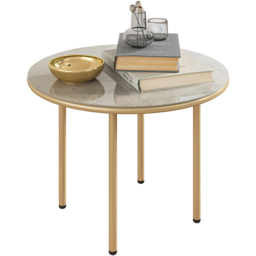 Outsunny Beige Faux Marble Glass Top Round Garden Coffee Table - Size: 43 x 60 x 60cm - Cream - Wilko - thumbnail 3
