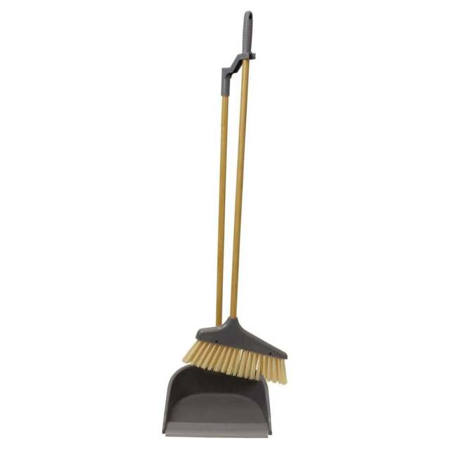 JVL Bamboo Tall Dustpan and Brush Set - Size: 24 x 24 x 90cm - Brown - JVL Homewares - Wilko - image 1