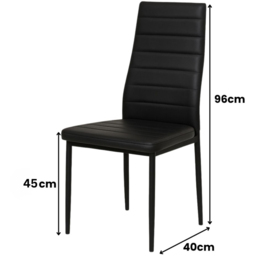 Portland 6 Seater Faux Leather Padded Dining Set Black - Wilko - thumbnail 6