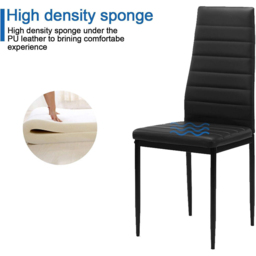 Portland 6 Seater Faux Leather Padded Dining Set Black - Wilko - thumbnail 4