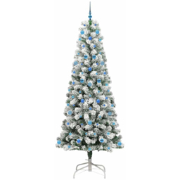 vidaXL Pre-Lit Warm White LED and Blue Baubles Snow Flocked Artificial Christmas Tree 7.8ft - Green - Wilko - thumbnail 5