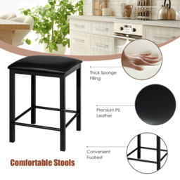 Costway 2 Seater Faux Leather Dining Set Black - Wilko - thumbnail 6