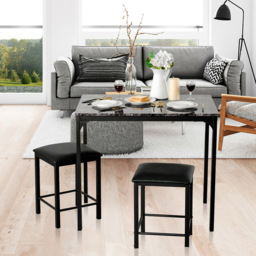 Costway 2 Seater Faux Leather Dining Set Black - Wilko - thumbnail 4
