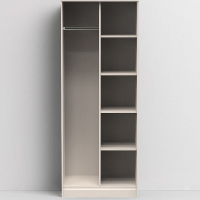 Crowndale Diamond Ready Assembled Matt Kashmir Tall Open Wardrobe - Size: Doorless - Cream - Wilko - image 1