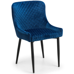 Julian Bowen Findlay Rectangular Table with Set of 4 Blue Luxe Chairs - Size: 4 Seater - Brown - Wilko - thumbnail 4