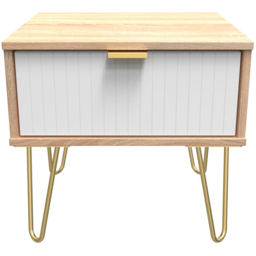 Crowndale Single Drawer White Matt and Bardolino Oak Bedside Table - Wilko - thumbnail 4
