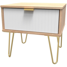 Crowndale Single Drawer White Matt and Bardolino Oak Bedside Table - Wilko - thumbnail 3