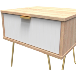 Crowndale Single Drawer White Matt and Bardolino Oak Bedside Table - Wilko - thumbnail 6