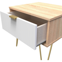 Crowndale Single Drawer White Matt and Bardolino Oak Bedside Table - Wilko - thumbnail 7