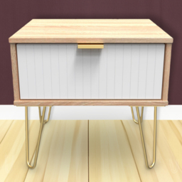 Crowndale Single Drawer White Matt and Bardolino Oak Bedside Table - Wilko - thumbnail 1