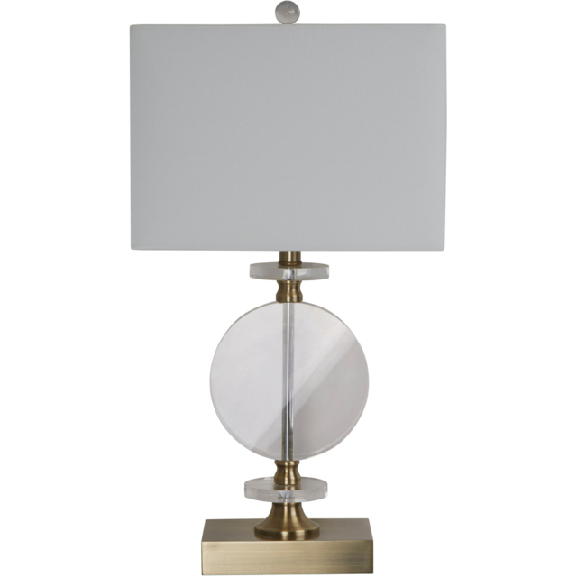 Lighting Collection Davis White Linen Shade Antique Brass Table Lamp - Size: 52 x 25 x 37cm - Antique Antique Brass and Clear - Wilko - image 1