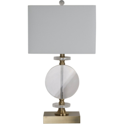 Lighting Collection Davis White Linen Shade Antique Brass Table Lamp - Size: 52 x 25 x 37cm - Antique Antique Brass and Clear - Wilko