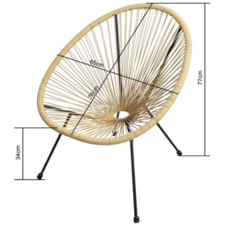 3pcs Bistro Egg Designer String Chair Indoor & Garden Set - Natural - Size: 2 Seater - Cream - RayGar - Wilko - thumbnail 7
