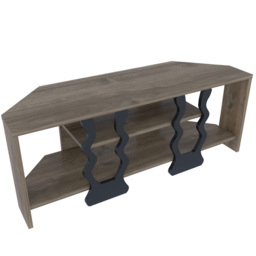 Decorotika Firal 2 Shelf Walnut and Black Corner TV Unit - Size: 41.8 x 110 x 35cm - Multi - Wilko - thumbnail 7
