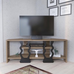 Decorotika Firal 2 Shelf Walnut and Black Corner TV Unit - Size: 41.8 x 110 x 35cm - Multi - Wilko - thumbnail 6